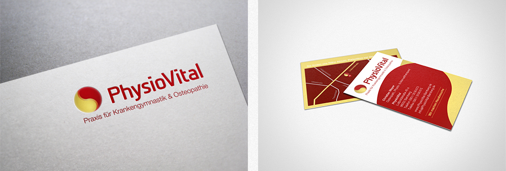 PhysioVital Bamberg, Corporate Design, Logo Close-Up, Visitenkarten
