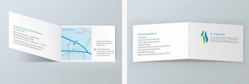 Zahnarztpraxis Burgfarrnbach, Corporate Design, Visitenkarte